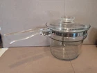 Pyrex Flameware Glass Double Boiler Pot Insert Lid Handle 6283-U 1.5 Quart 1 1/2