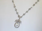 Delicate Sterling Celtic Knot Rope Link FW Pearl Lavalier Necklace 17 1/8