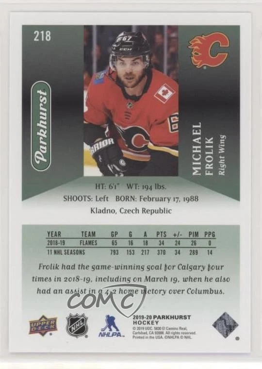 2019-20 Upper Deck Parkhurst ePack Gold Michael Frolik #218 - Image 2 of 2