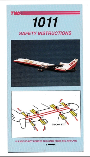 Safety card TWA 1011 - Photo 1/1