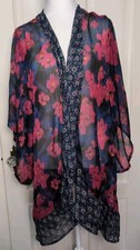 Hollister Semi Sheer Open Floral Kimono Cardigan Boho Beach Women OS 1237 A