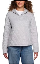 Lands' End Women's Midweight Relaxed Fit Quilted Pullover Hoodie - Gray - XL