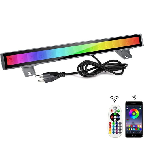 RGB LED Wall Washer Light, IP66 Waterproof 48 W RGB LED Light Bar with Remote...