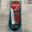 RARE VINTAGE 1940'S WW2 DRINK COCA COLA BOTTLE SIGN THERMOMETER MASONITE