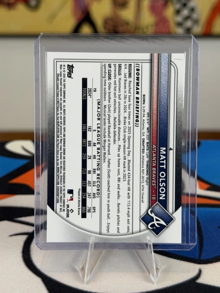 MATT OLSON 2025 BOWMAN CROMO ZAFIRO VETERANOS NARANJA/25 Foto 2 de 2