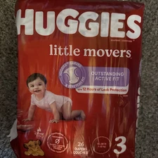 Huggies Size 3 Diapers, Little Movers Baby Diapers, Size 3 (16-28 lbs), 26 Count