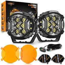 AUXBEAM 3" LED Side Shooter DRL Driving Light Bar Fog Pods Spotlight Amber Cover