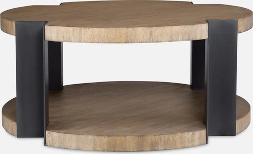 Uttermost 50018 Loana 36" Diameter Mahogany Accent Table - Matte Black / Natural - Picture 4 of 4