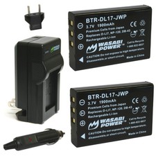 Wasabi Power Battery 2-Pack and Charger for Pentax D-LI7, D-L17