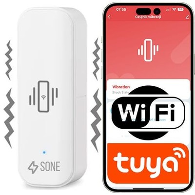 WiFi Vibrationssensor Tuya Smart Life   Für Briefkasten Tür Fenster   3 Stufe...