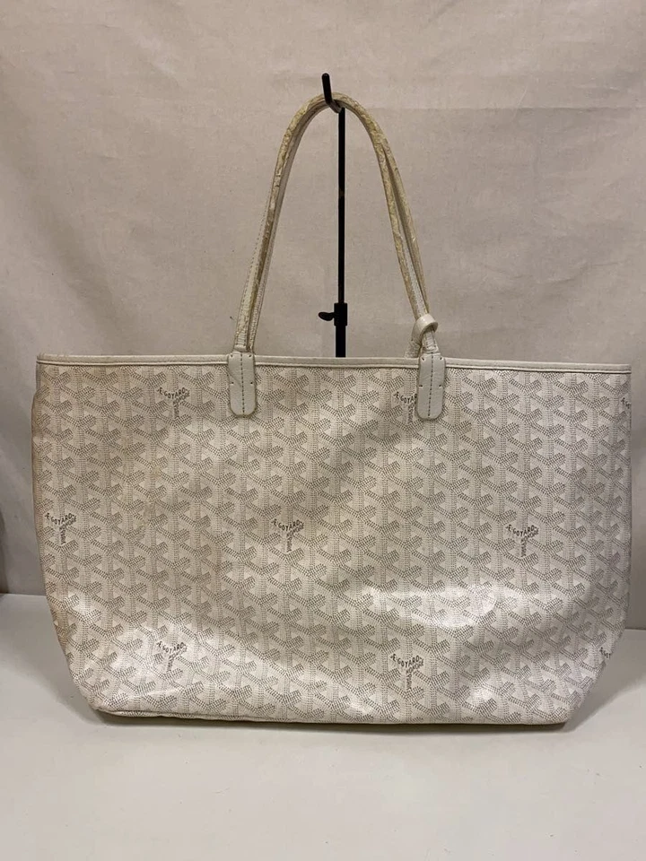 Bolso de Mano GOYARD Saint Louis PM Cuero Blanco Patrón Total Usado Foto 3 de 4