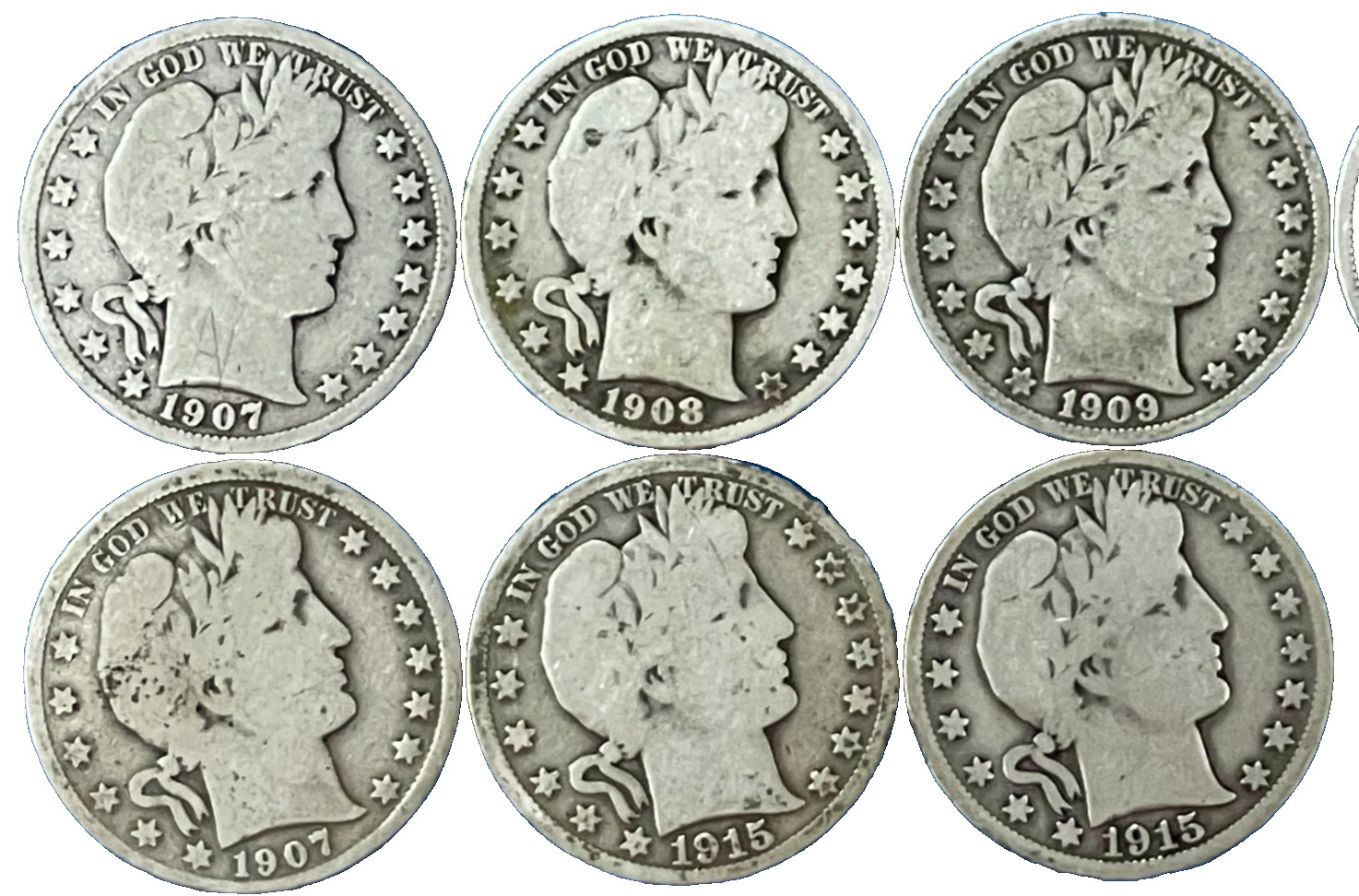 💰TYPE SET of {4} 90% SILVER Halves Walking Lib, Barber, JFK & Franklin $2 Face