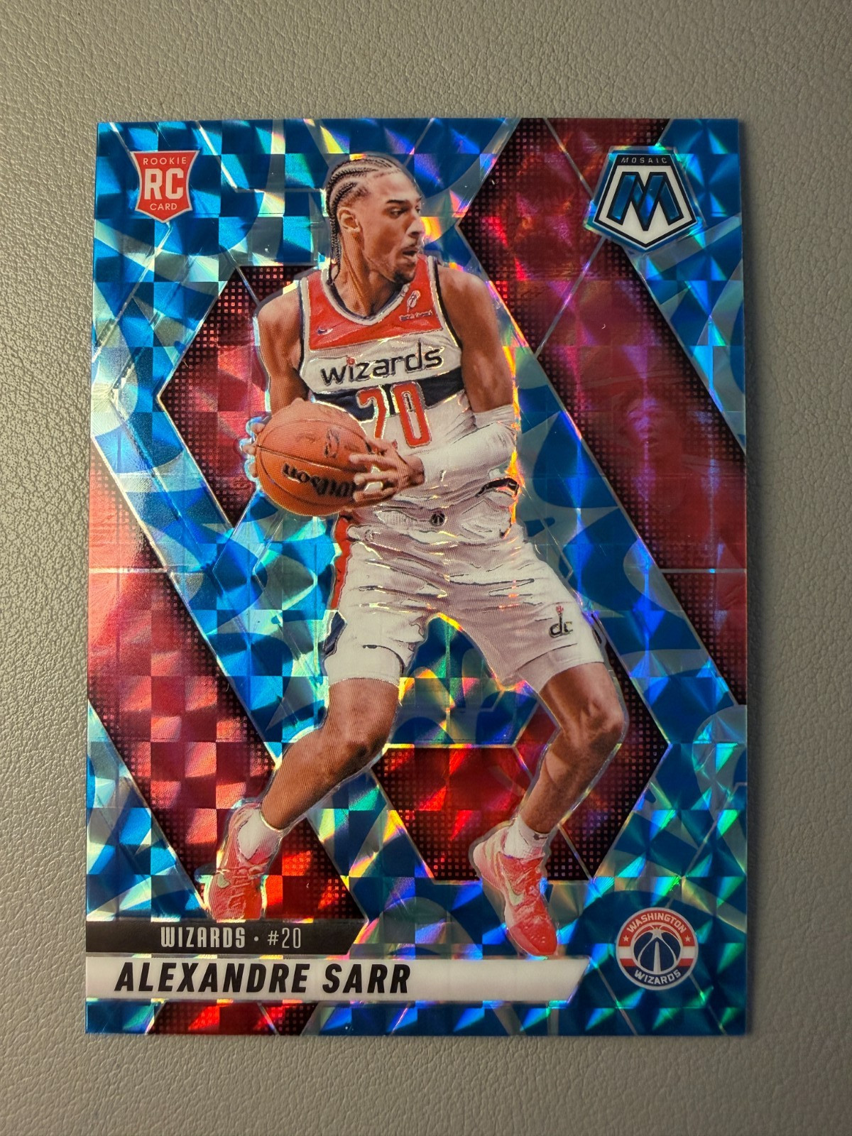 2024-25 Panini Mosaic Alex Sarr RC Reactive Blue Prizm #216 Washington Wizards