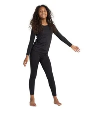  Girls Thermal Underwear Set Fleece Lined Long John Base Layer 13 Years Black