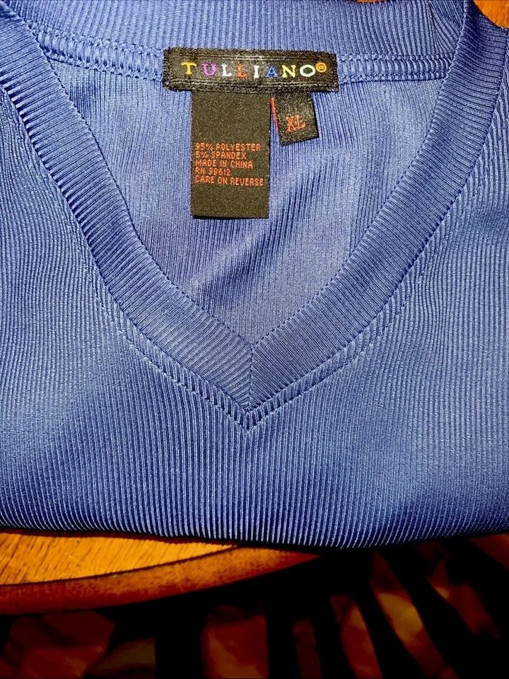 Tulliano Shirt Spandex Blend V Neck Peppy  Pullover Mens XL  Body Forming Shirt - Image 3 of 4