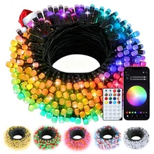 echosari 33Ft RGB Color Changing IC Christmas Lights 100 LED Smart String Light
