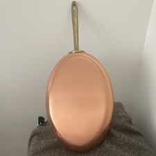 Paul Revere Copper Oval Frying Pan with Long Handle for Gas Electric Stoves
