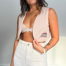 70s cropped camp vest light
