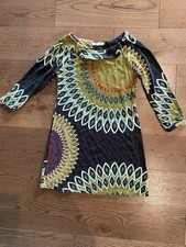 Aryeh Anthropologie Geometric Print Shift A Line Dress 3/4 Sleeve Knit Boho M