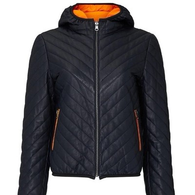 NWT $688 Samantha Sipos Leather Puffy Moto Jacket Reversible M