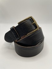 GAP Belt 34 1.25  Dark Brown Genuine Cow Leather Matte Brass Buckle Made In USA