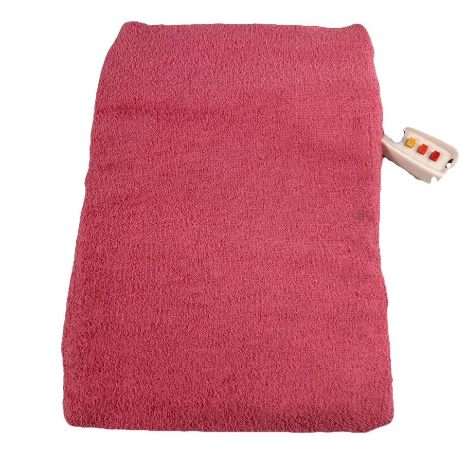 Almohadilla térmica GE de colección caja eléctrica general cubierta de tela de rizo rosa multi calor Foto 3 de 4