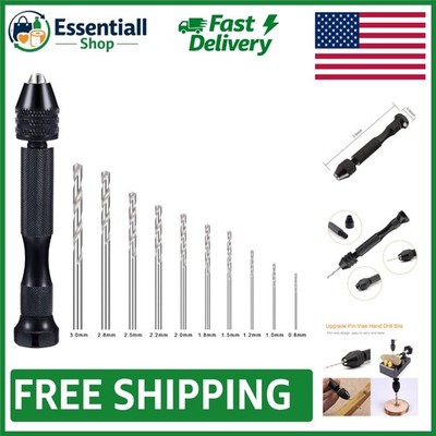 Precision Mini Hand Drill Set: 11 Steel Twist Bits (0.8-3.0mm) for DIY Projects