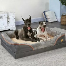 Jumbo Orthopedic Dog Bed Memory Foam Sofa Waterproof Bolster Removable Cover