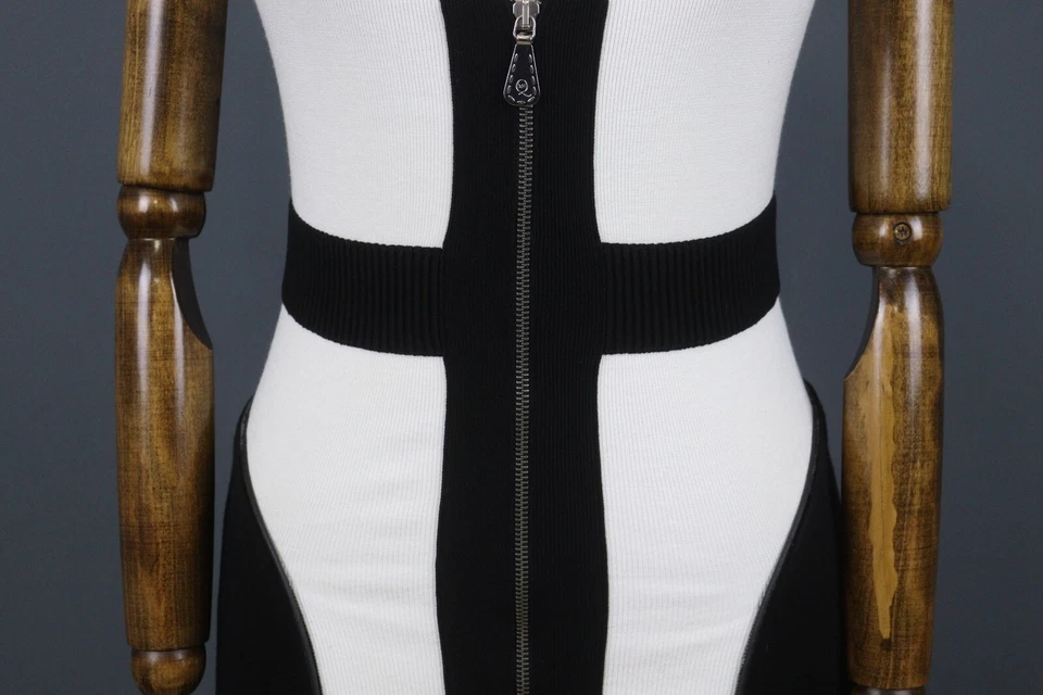 Alexander McQueen черно-белый полный ZIp обтяжку бак свитер платье размер M - Изображение 4 из 4