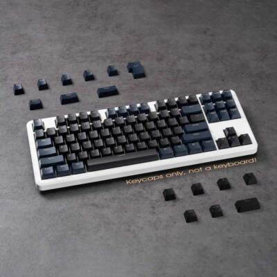 Navy Blue + Black PBT Keycaps Set Doubleshot for Cherry MX