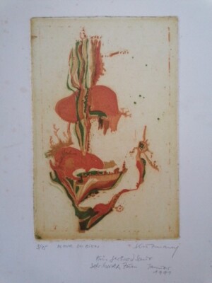 Fleur Du Bien, Farbradierung von Elfriede Kuzmany original signiert mit Widmung