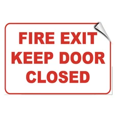 Fire Exit Keep Door Closed Style 2 Security LABEL DECAL STICKER