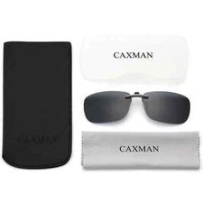 CAXMAN Polarized Clip On Sunglasses Over Prescription Glasses for Men Women C...