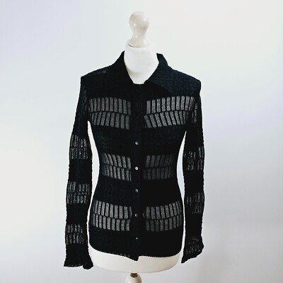 Anthropologie - strukturiertes Kragen Buttondown Top Shirt - schwarz - XS