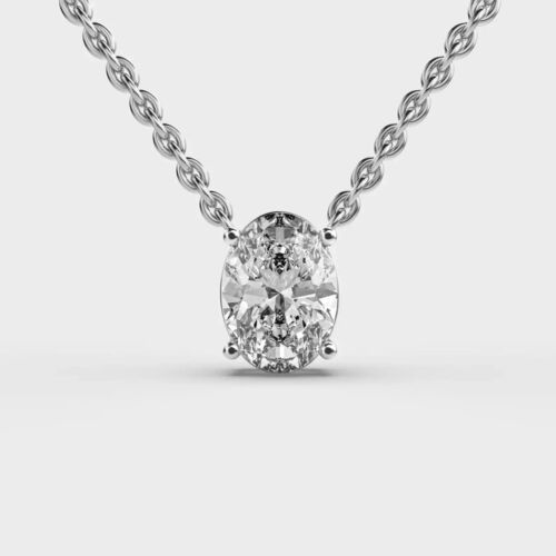 VS/GH 2 Ct Oval Cut Lab-Grown Diamond Solitaire Pendant Necklace 14K White Gold