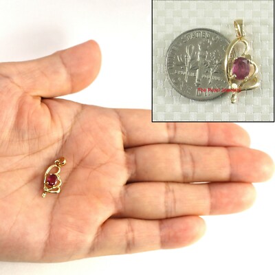 Heart Design Ruby Pendant in 14k Yellow Gold