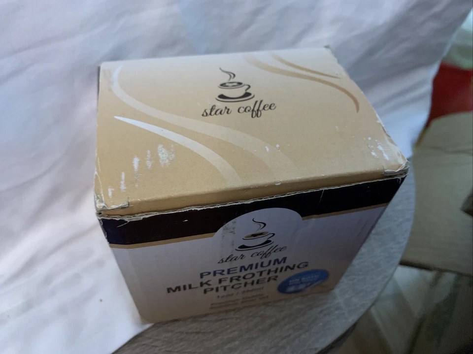 Star Coffee 12 盎司不锈钢奶泡罐 全新带盒 带包和艺术笔 — 第 2/4 张图片