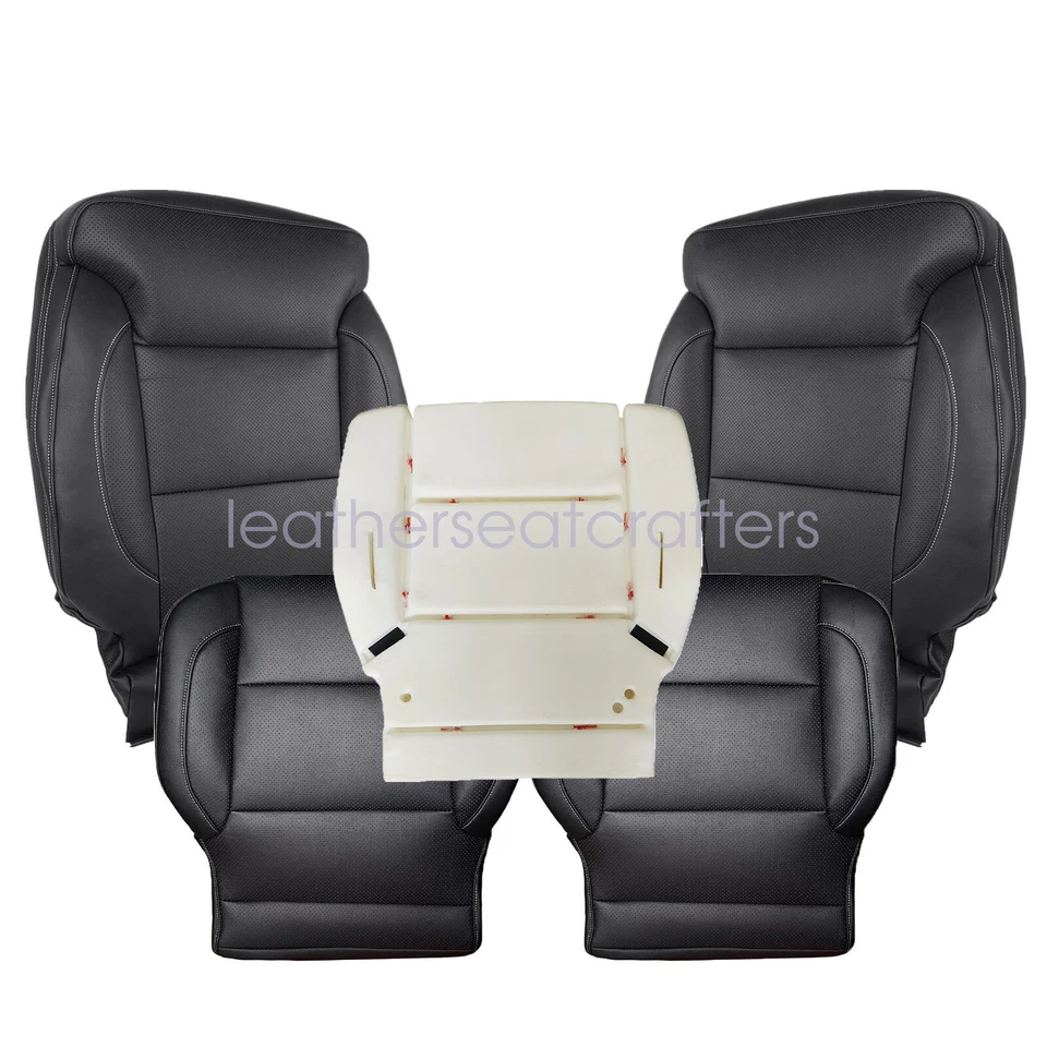 For 2014-2019 GMC Yukon Driver & Passenger Leather Seat Cover Black Driver Foam Foto 2 de 4