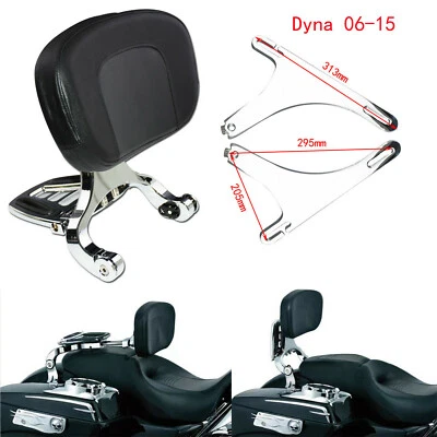 Chrome Réglable Passager et Conducteur Dossier Sissy bar Siège Pour Harley Dyna - Photo 1/4