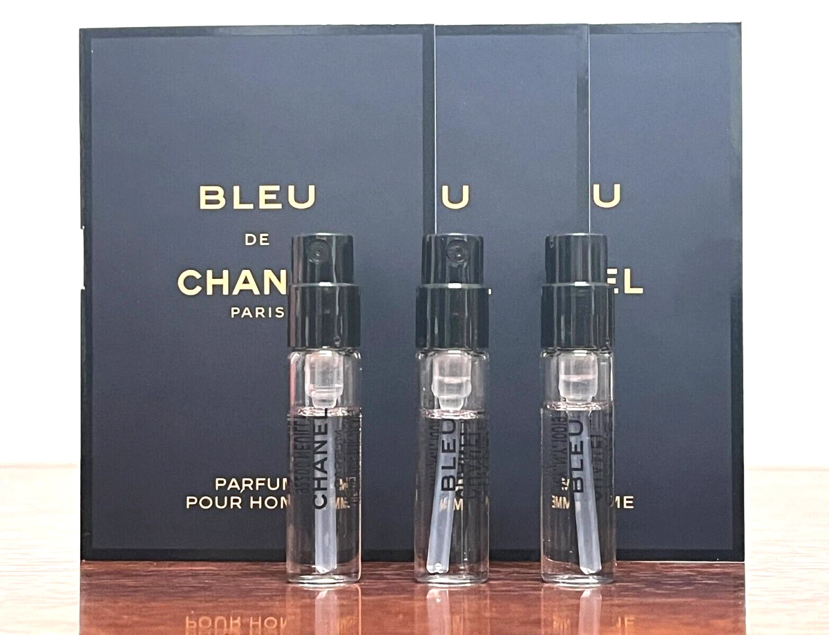 3x BLEU DE CHANEL Pour Homme PARFUM Spray 0.05oz / 1.5ml Parfum Spray  Samples