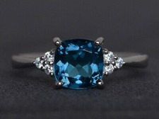 London Blue Topaz Ring 925 Sterling Silver Ring Engagement Ring Gift For Her