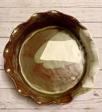 BEAUTIFUL STUDIO ART POTTERY LARGE SCALLOPED DEEP DISH BOWL SIGNED CHOATE