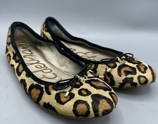 Sam Edelman Felicia Ballet Flat Leopard Prnt Calf Hair Leather Bow 6.5 Excellent