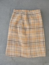 Vtg 1960s Yellow A Line Plaid Wool Mid Length Skirt Tailored by Evan Picone USA