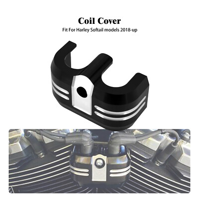 text CNC Black Ignition Coil Pack Cover For Harley Softail Low Rider