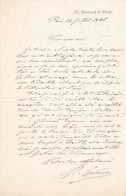 Lettre Autographe Signée – Princesse Mathilde Bonaparte, 1863, Deux Pages, Français