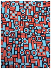 Machine Age Graphic Abstract Red Blue Polyester Mod Fabric Yardage 45" x 3.5 yd