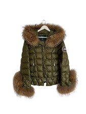 Holland Cooper Courchevel Green Down Jacket Fox Fur Trim Country Farmer L 12