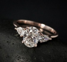 Pear Accents Trilogy Ring 2.1ct Simulated Diamond Rose Gold Plated