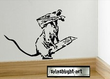 Banksy Rat with a knife Skirting Board black wall Decal Sticker Vinyl box cutter